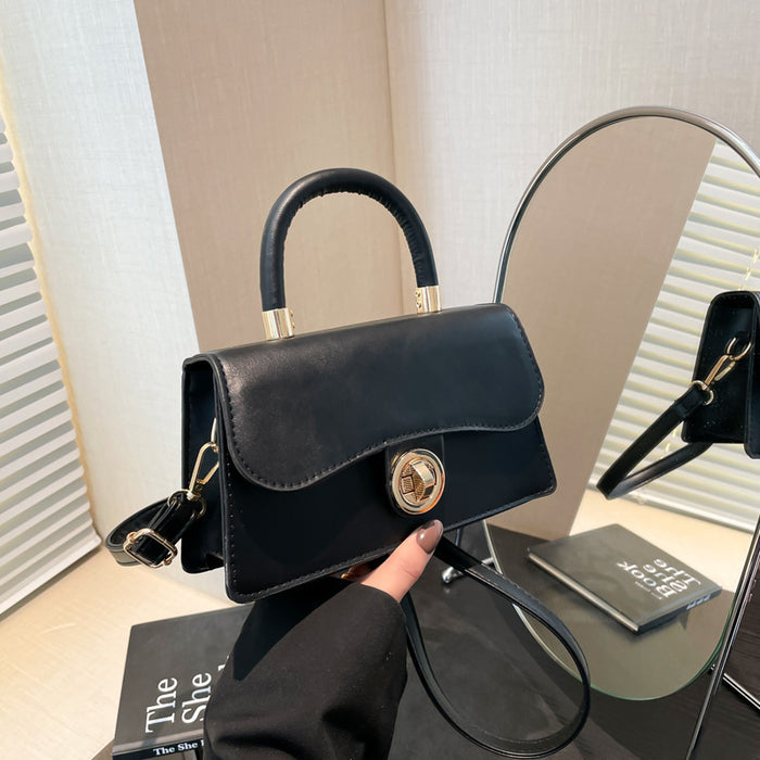 Spring Womens Commuter Light-Luxury Solid-Colored Crossbody Bag With Lock Closure 🇨🇳