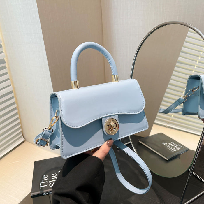 Spring Womens Commuter Light-Luxury Solid-Colored Crossbody Bag With Lock Closure 🇨🇳