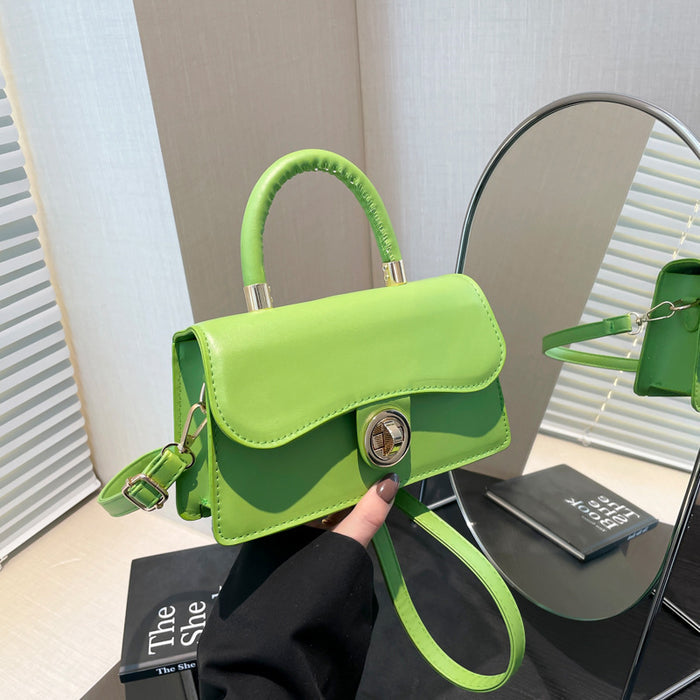 Spring Womens Commuter Light-Luxury Solid-Colored Crossbody Bag With Lock Closure 🇨🇳