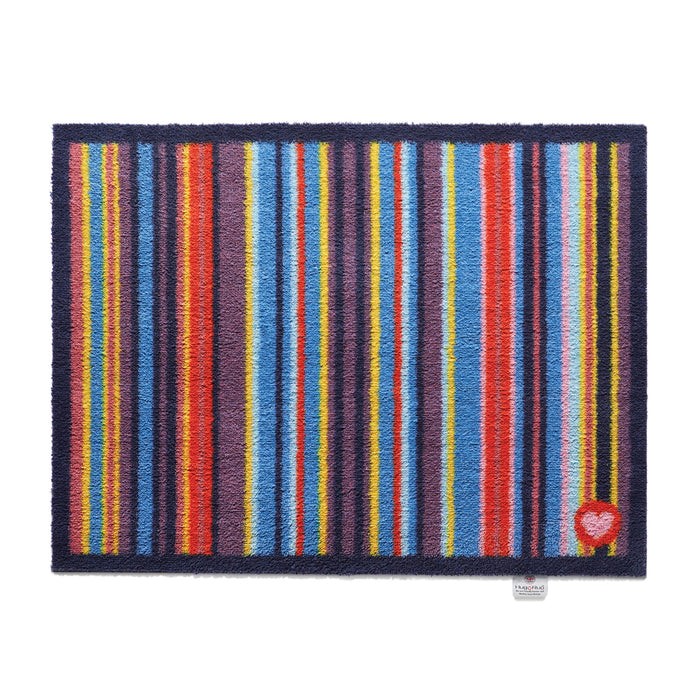 Stripe 85 Multi Washable Doormat made from 100% recycled cotton, featuring a bright striped design.