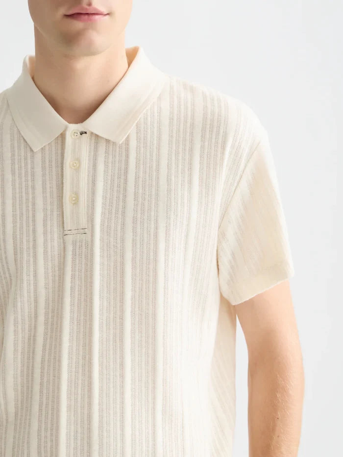 Structured Ribbed Relaxed-Fit Polo Eggnog