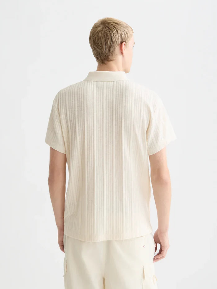 Structured Ribbed Relaxed-Fit Polo Eggnog