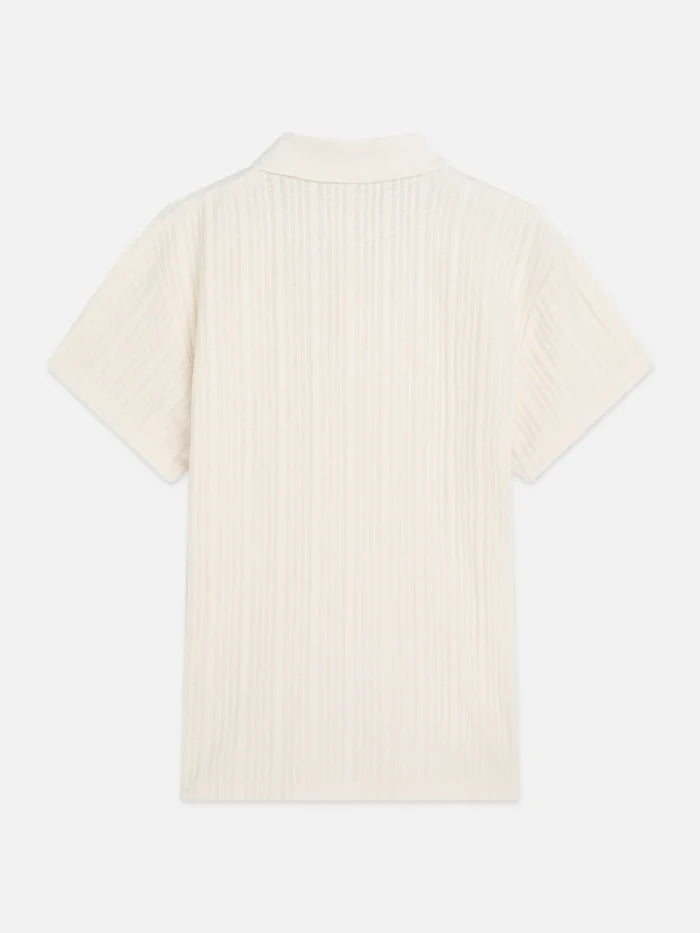 Structured Ribbed Relaxed-Fit Polo Eggnog