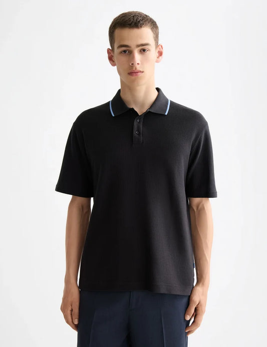 Structured Ribbed Relaxed-Fit Polo Meteorite