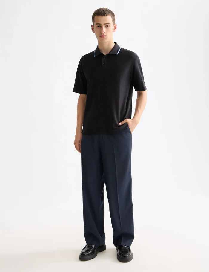 Structured Ribbed Relaxed-Fit Polo Meteorite