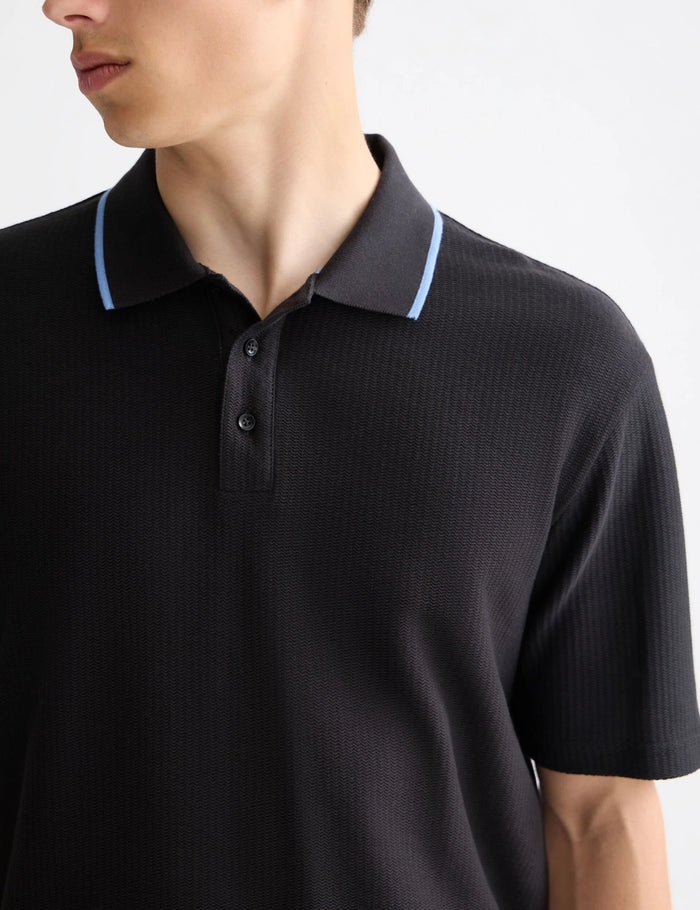 Structured Ribbed Relaxed-Fit Polo Meteorite