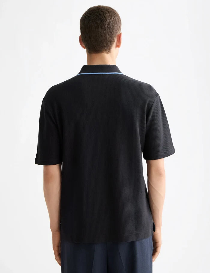 Structured Ribbed Relaxed-Fit Polo Meteorite
