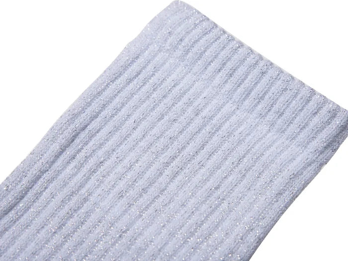 Sublimation Silver Silk Glitter Athletic Socks (Black Sole)