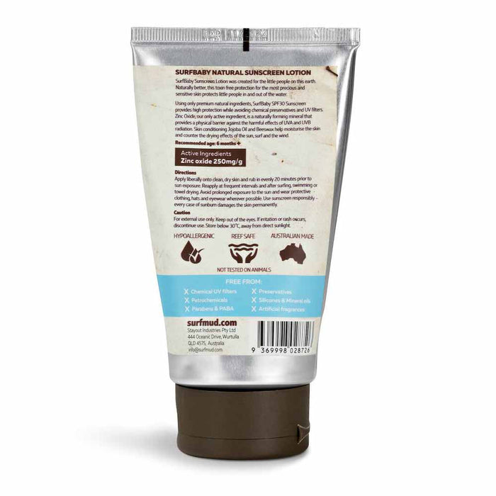 SURFMUD Surf Baby Natural Zinc Sunscreen Lotion SPF 30 - 125g - L'Organic