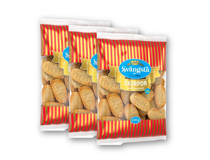 Svängsta Skorpor Kardemumma 3 × 450g (3 × 15.87 oz) – Traditional Swedish Cardamom Rusks