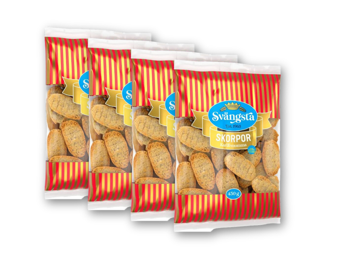 Svängsta Skorpor Kardemumma 4 × 450g (4 × 15.87 oz) – Traditional Swedish Cardamom Rusks