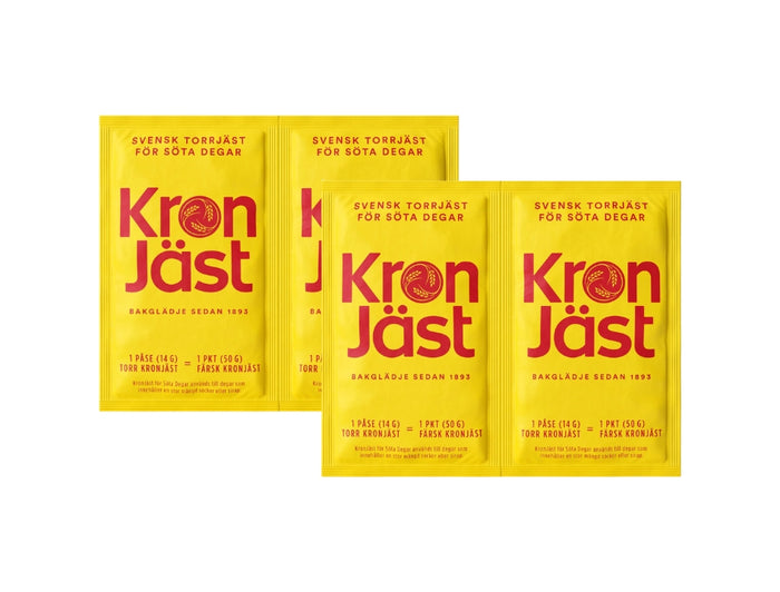KronJäst Torrjäst Söta Degar 4 x 14g – Swedish Instant Dry Yeast for Sweet Doughs | Swedish Cravings