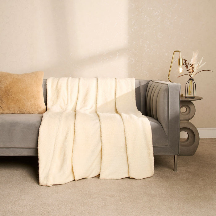 Teddy Fleece Throw - Cream 🇬🇧