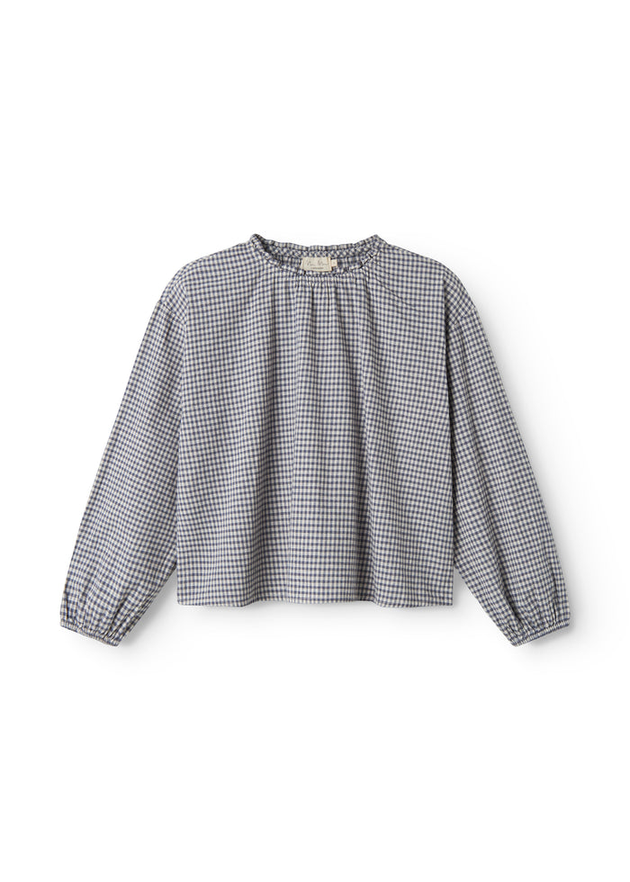Long-sleeved blouse for women with a checkered pattern
