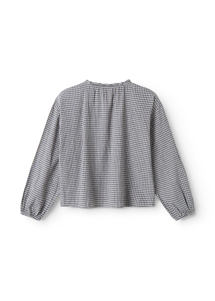 Long-sleeved blouse for women with a checkered pattern