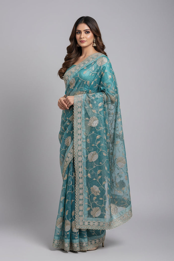 Tissue silk saree by Kurti Connection USA