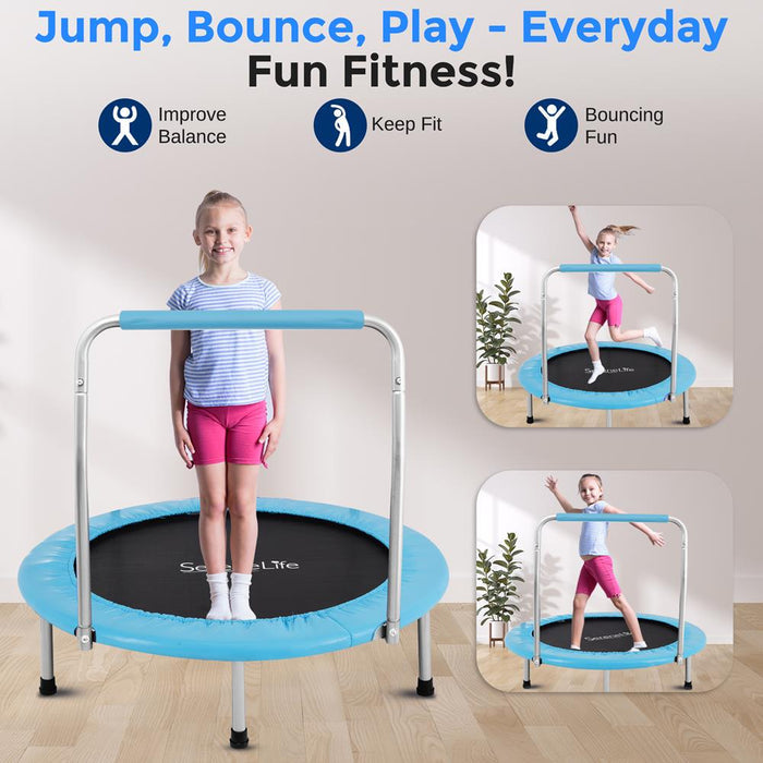 Toddler Trampoline, Safe Jump, Spring-less Design, Blue