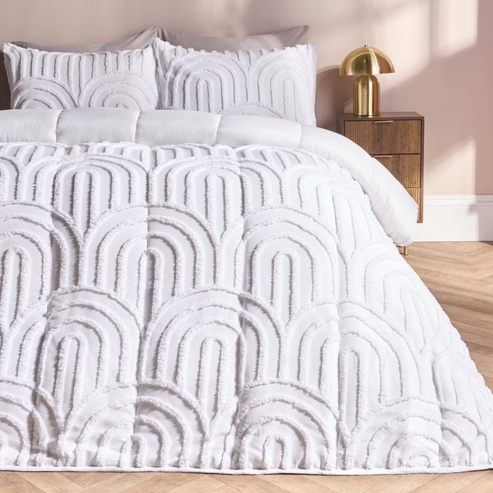 Tufted Arches Quilted Coverless 7.5 Tog Duvet Set - White 🇬🇧
