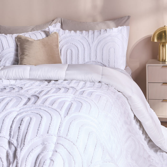 Tufted Arches Quilted Coverless 7.5 Tog Duvet Set - White 🇬🇧