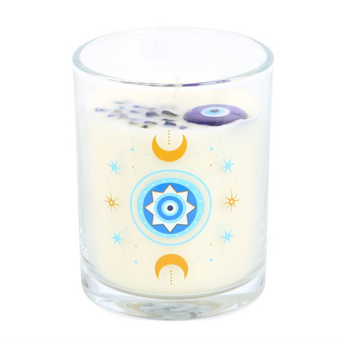 Under Watchful Eyes White Rose Candle with Crystals 🇬🇧
