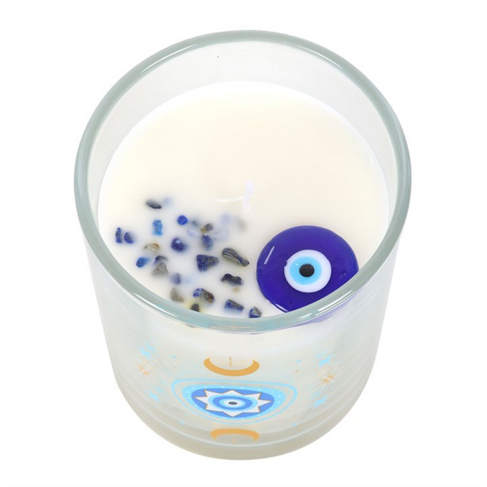 Under Watchful Eyes White Rose Candle with Crystals 🇬🇧