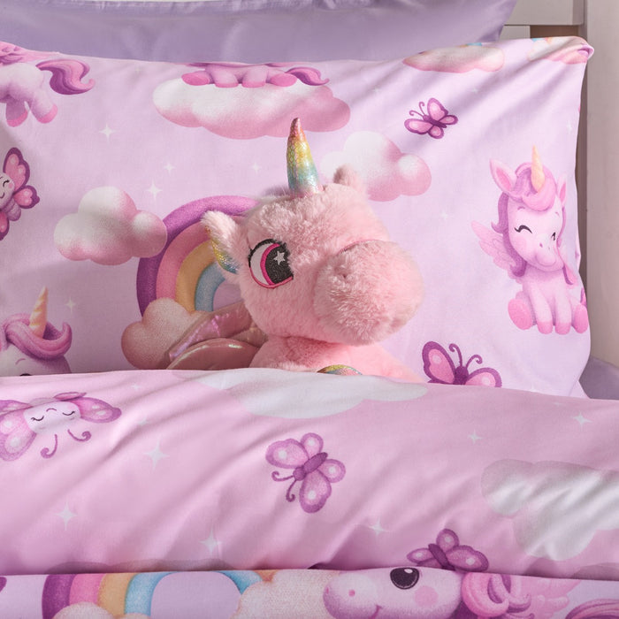 Unicorn Fun Print Duvet Cover Set - Lilac 🇬🇧