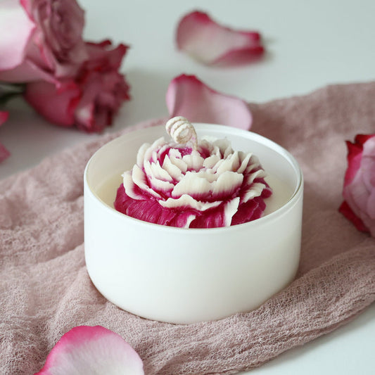 Velvet Dahlia Candle – 9 oz Soy Candle in White Jar