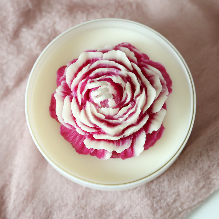 Velvet Dahlia Candle – 9 oz Soy Candle in White Jar