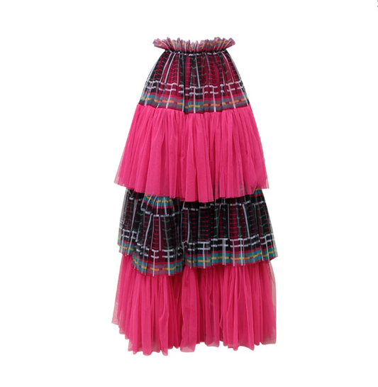 Venda Pink Layered Maxi Skirt