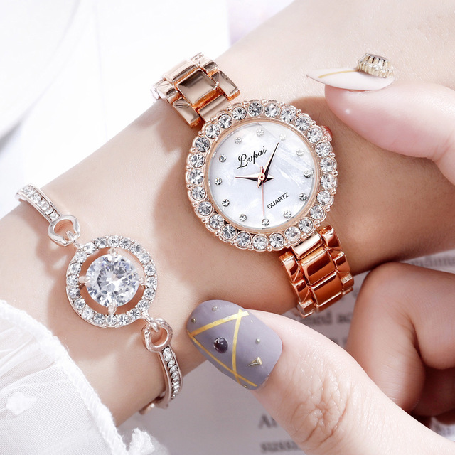 Watches-Set Bangle Clock Bracelet Wrist-Watch Quartz Women Fashion Ladies Brand Luxury 🇨🇳