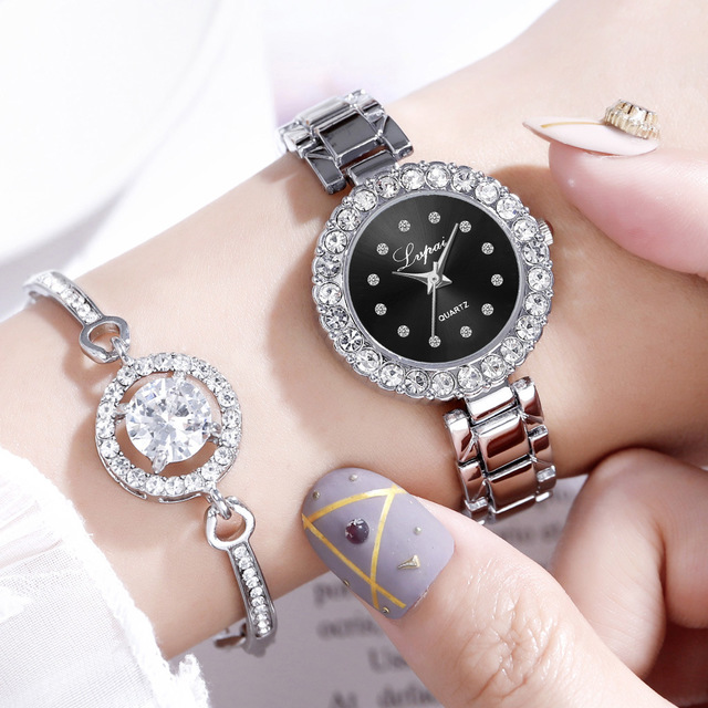 Watches-Set Bangle Clock Bracelet Wrist-Watch Quartz Women Fashion Ladies Brand Luxury 🇨🇳
