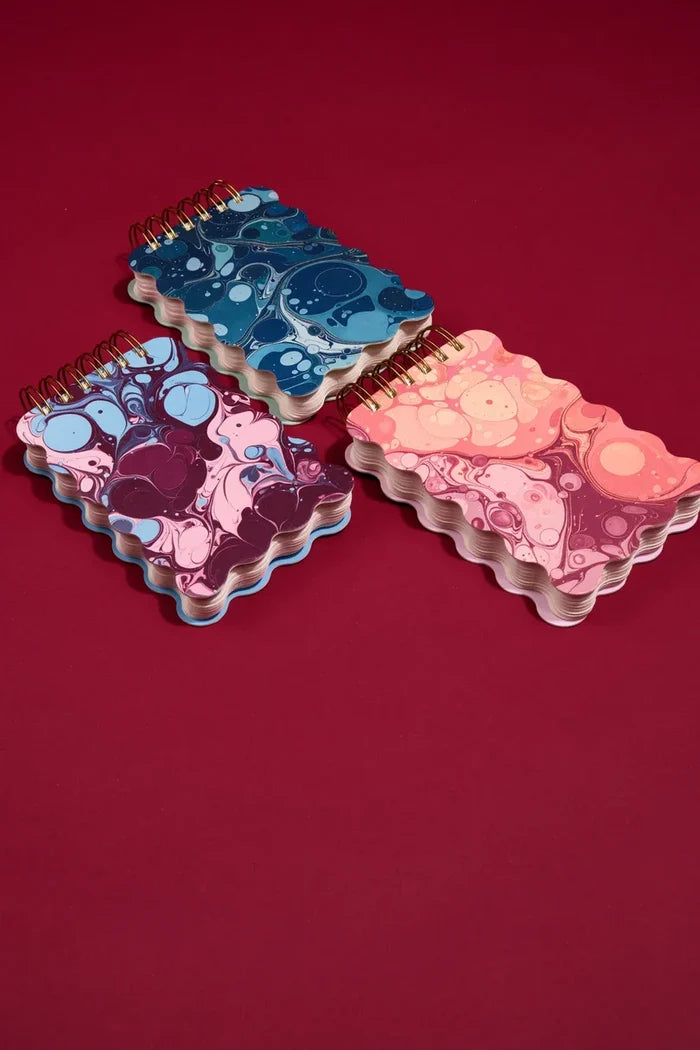 Wavy Notepad - Teal Marbling