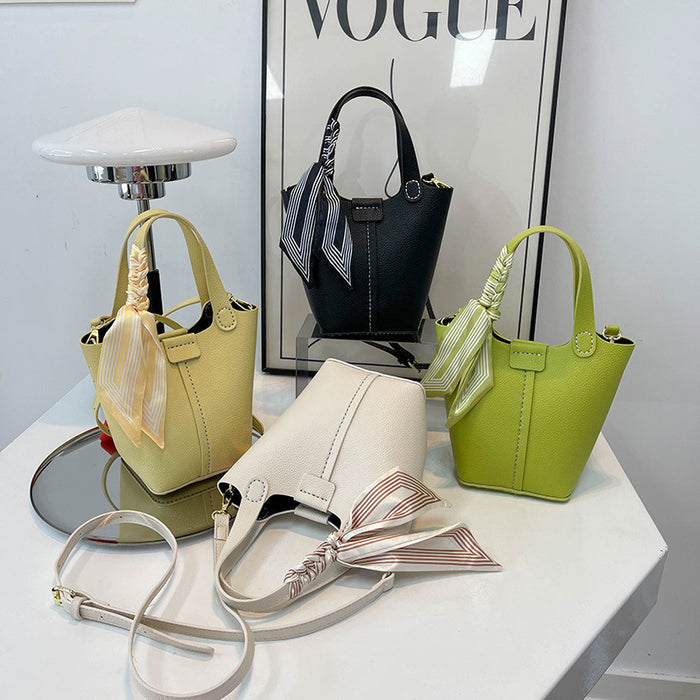 Western-style Bucket Bag With Silk Scarf For Women 🇨🇳