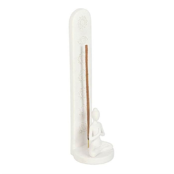 White Chakra and Yoga Pose Incense Stick Holder 🇬🇧