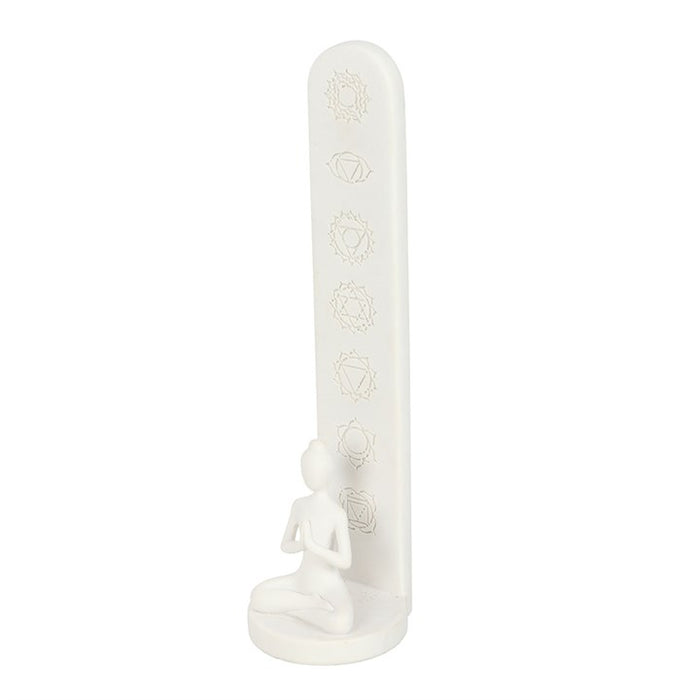 White Chakra and Yoga Pose Incense Stick Holder 🇬🇧
