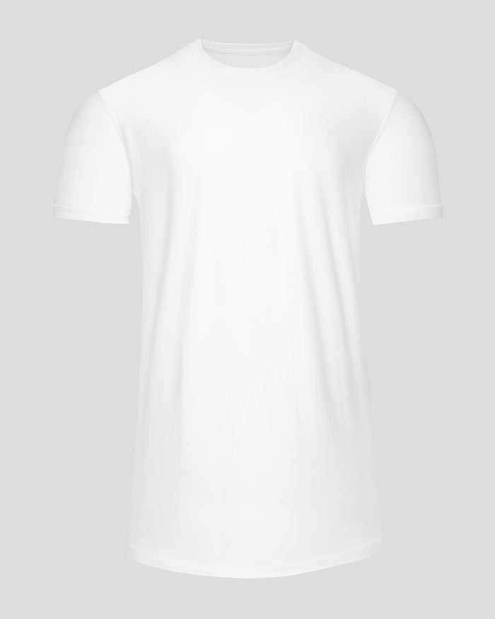 White t-shirt on a light gray background