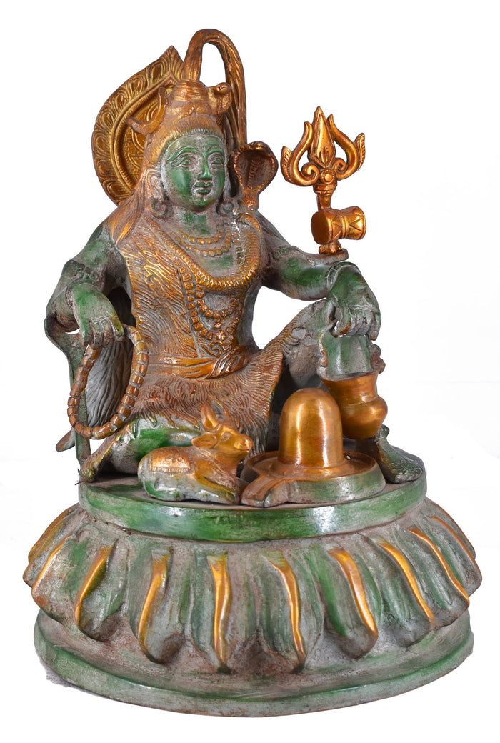 White Whale Brass Antique Lord Shiva Brass Statue Lord Shiva with Sibling Idol Sculpture Hindu God Natraja Shiv Figurine Home Decor
