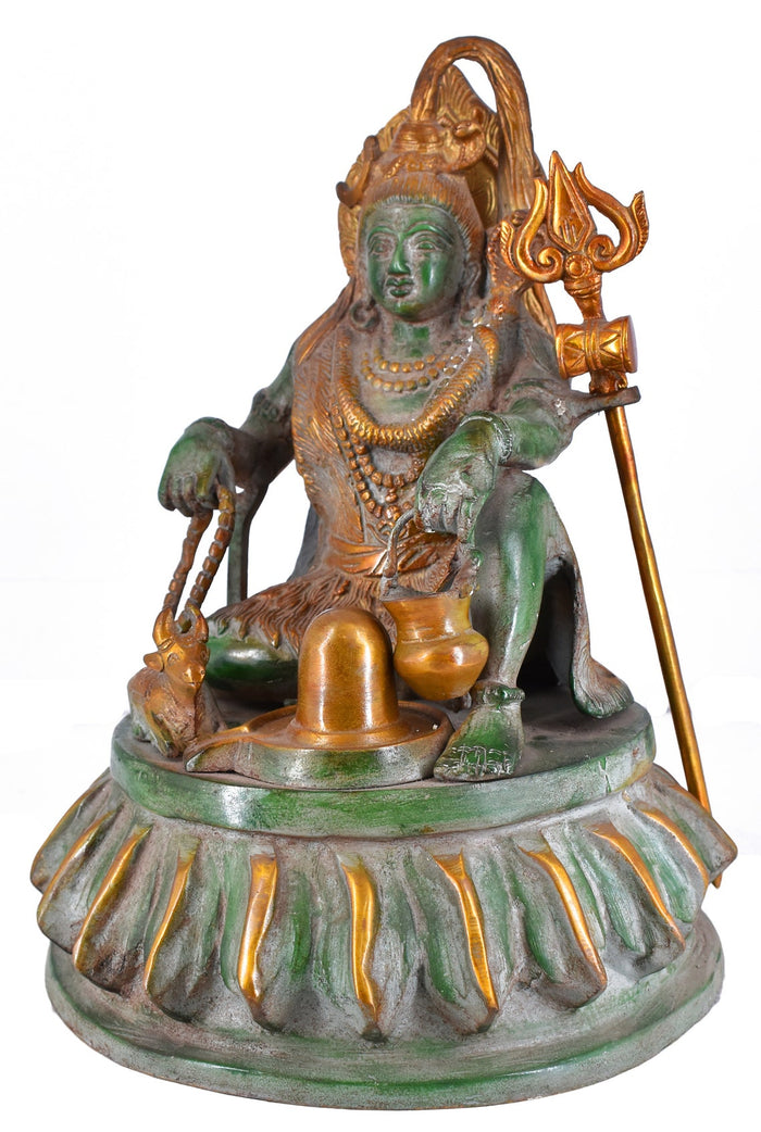White Whale Brass Antique Lord Shiva Brass Statue Lord Shiva with Sibling Idol Sculpture Hindu God Natraja Shiv Figurine Home Decor