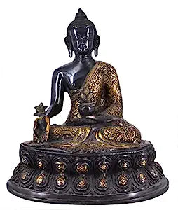 White Whale Brass Buddha Statue Murti for Home Decor Entrance Office Table Living Room Meditation Luck Gift Feng Shui Home Décor