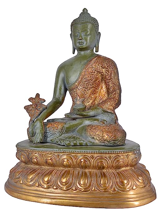 White Whale Brass Buddha Statue Murti for Home Decor Entrance Office Table Living Room Meditation Luck Gift Feng Shui Home Décor