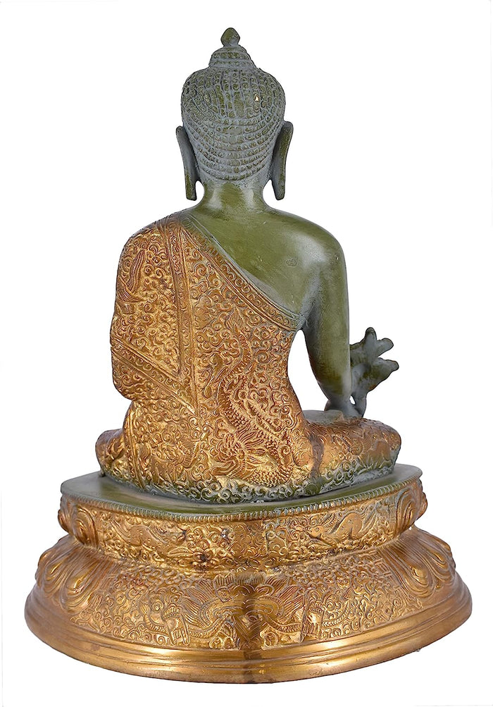 White Whale Brass Buddha Statue Murti for Home Decor Entrance Office Table Living Room Meditation Luck Gift Feng Shui Home Décor