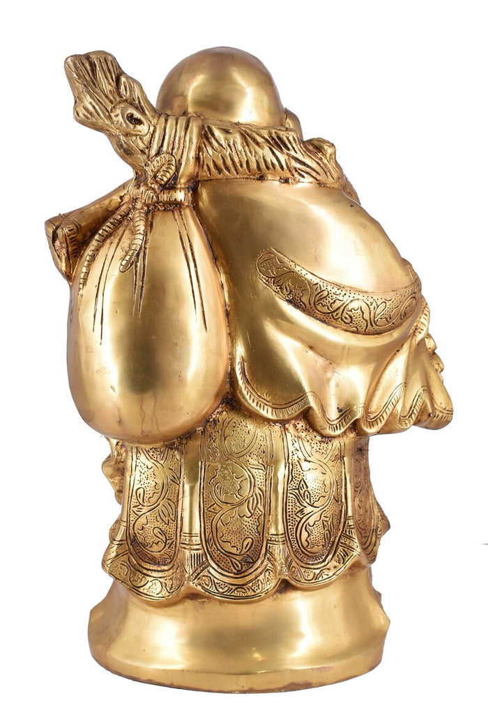 White Whale Brass Laughing Buddha for Wealth & Prosperity | Happy Man - Best for Gifting - Made in Tibet Home Decoration
