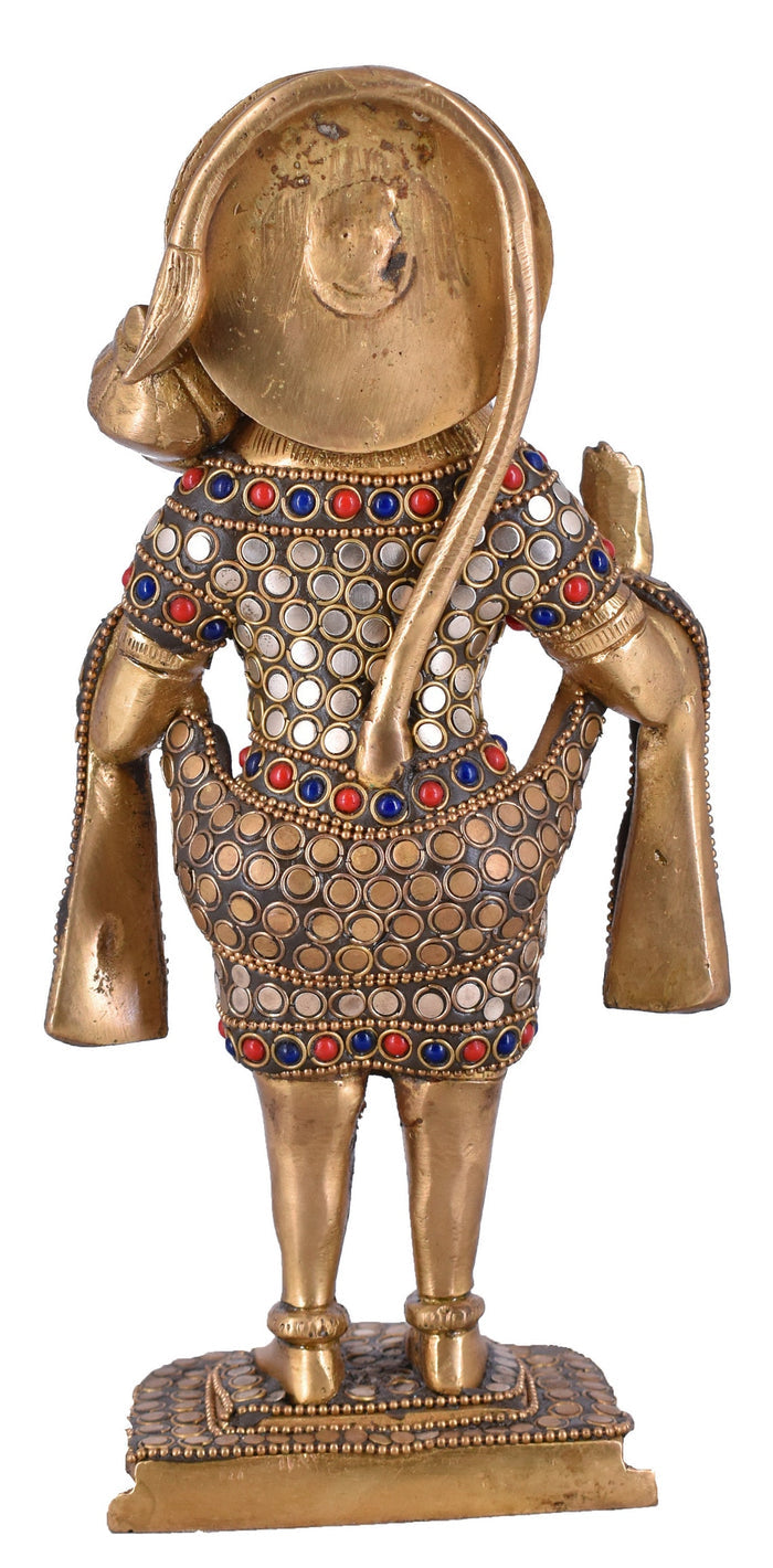 White Whale Brass Standing Lord Hanuman Statue Religious Strength God Sculpture Idol Home Decor