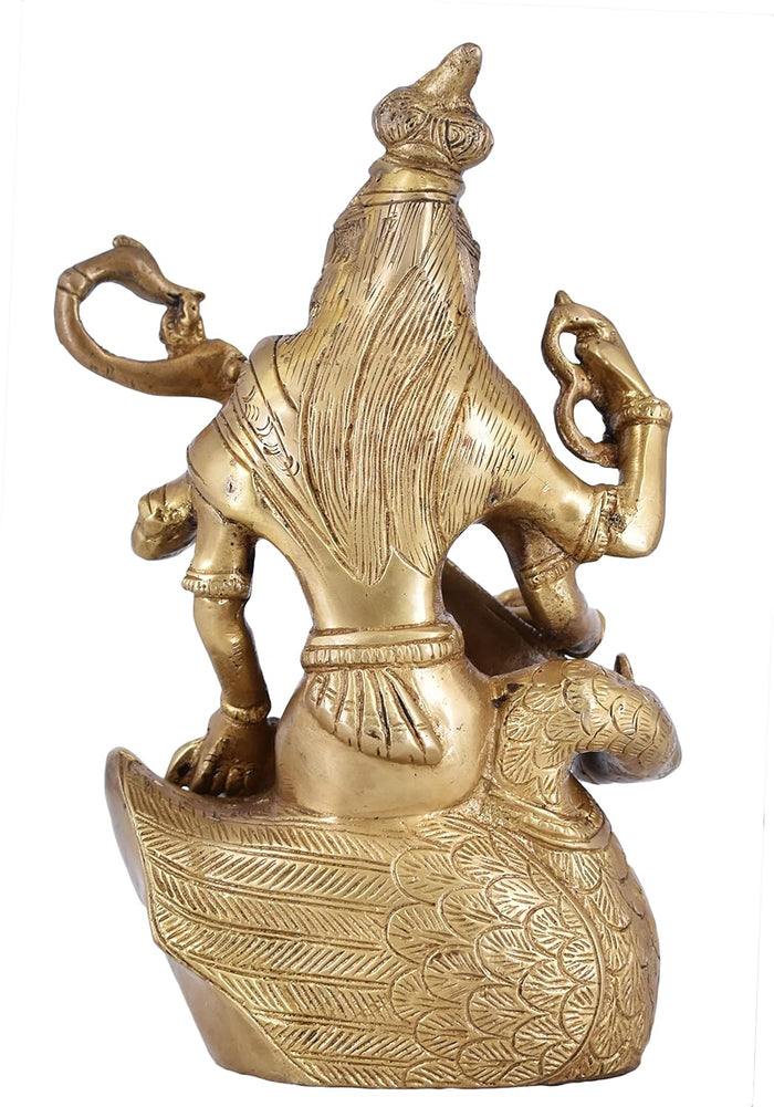White Whale Maa Saraswati Brass Statue Religious Goddess Sculpture Idol Home Decor