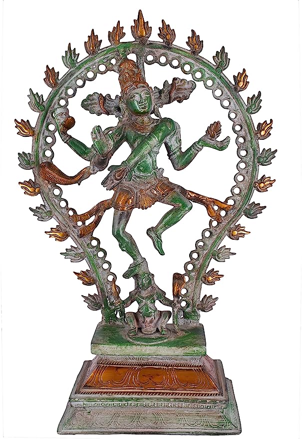 White Whale Natraj Brass Statue,Nataraja - King of Dancers Hindu God Shiva for Temple Mandir Home Decor