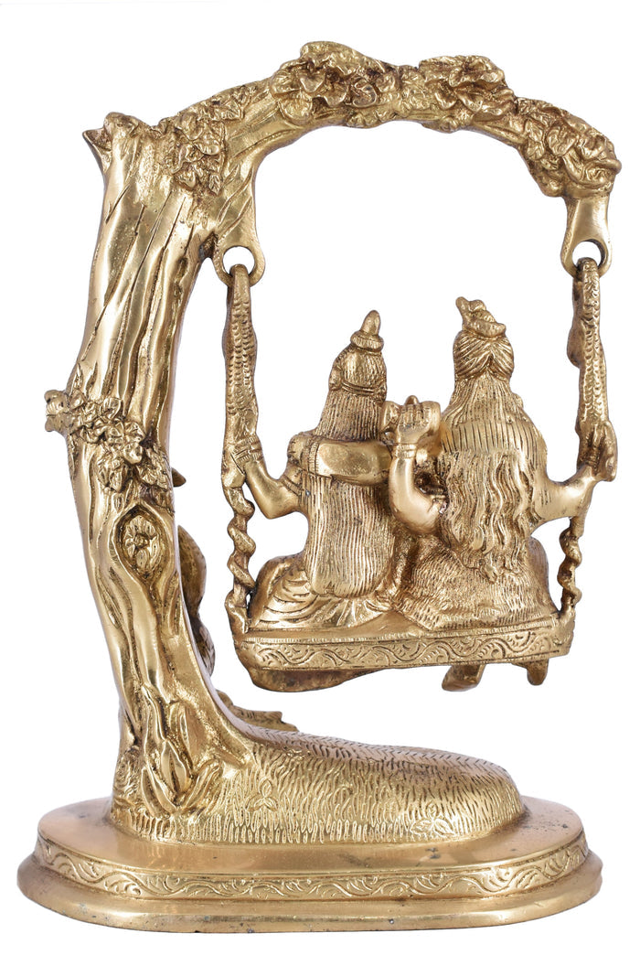White Whale Shiva Parvati Ganesh Idol Shiv Parivar Brass Murti  jhula Statue Sculpture