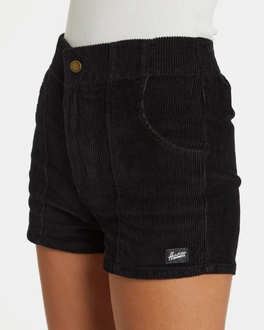 Women's Corduroy Solid Short Black
