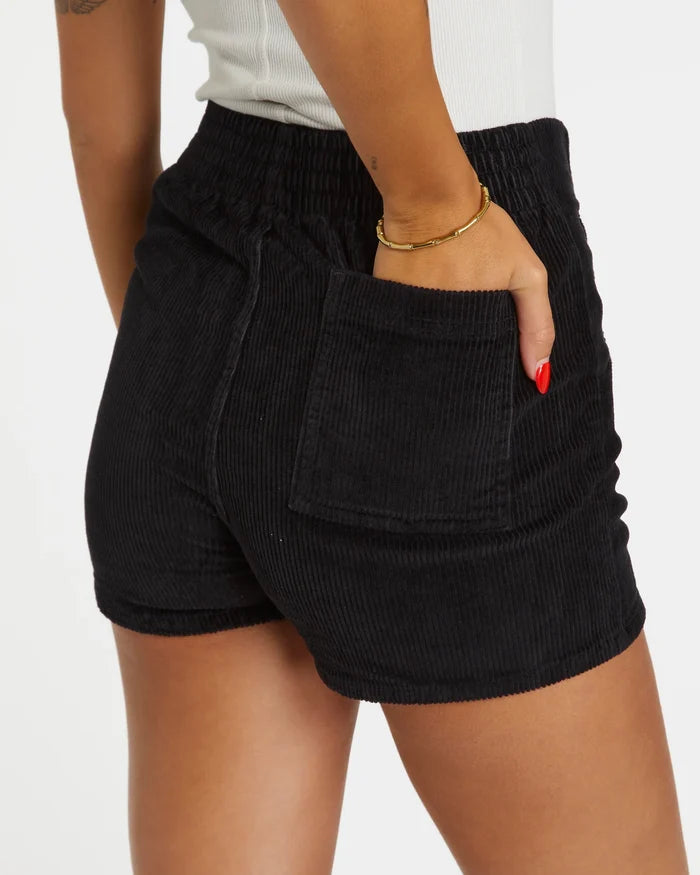 Women's Corduroy Solid Short Black