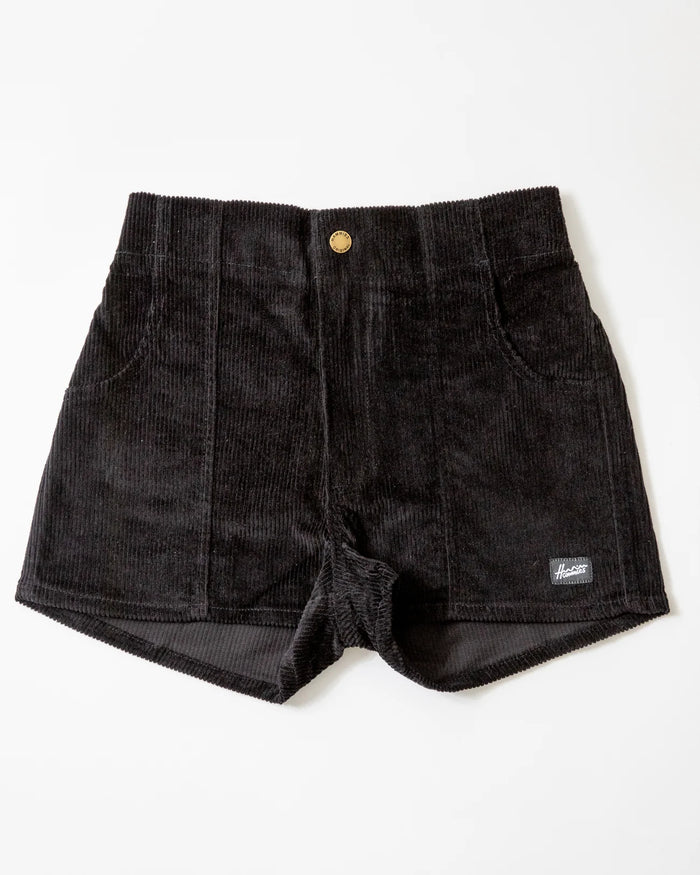 Women's Corduroy Solid Short Black