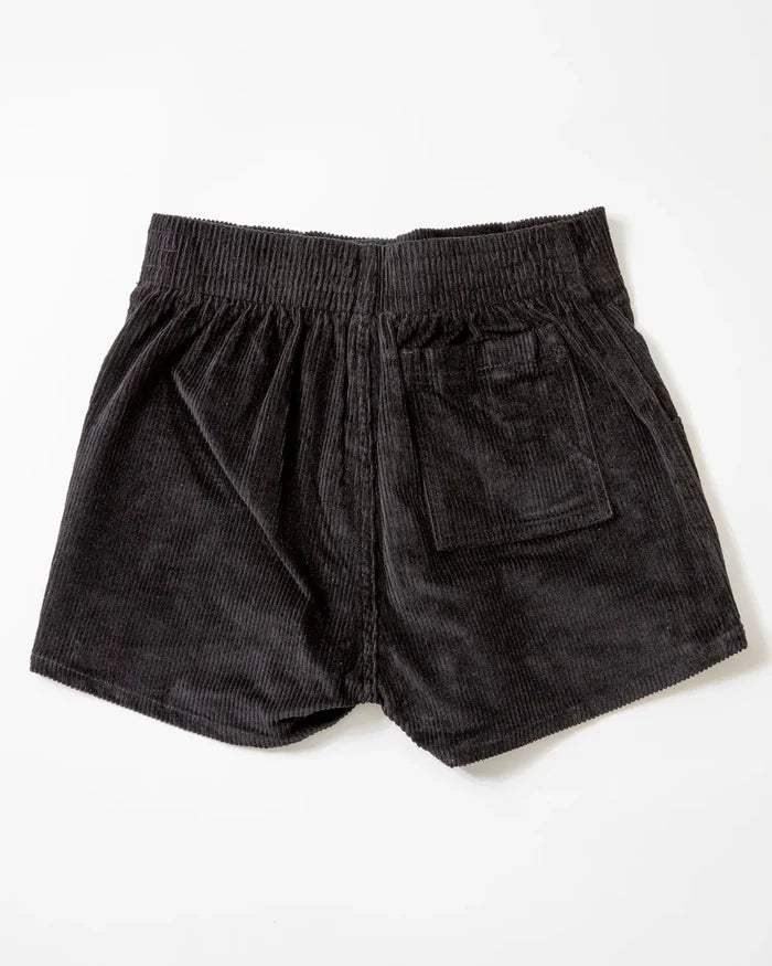 Women's Corduroy Solid Short Black